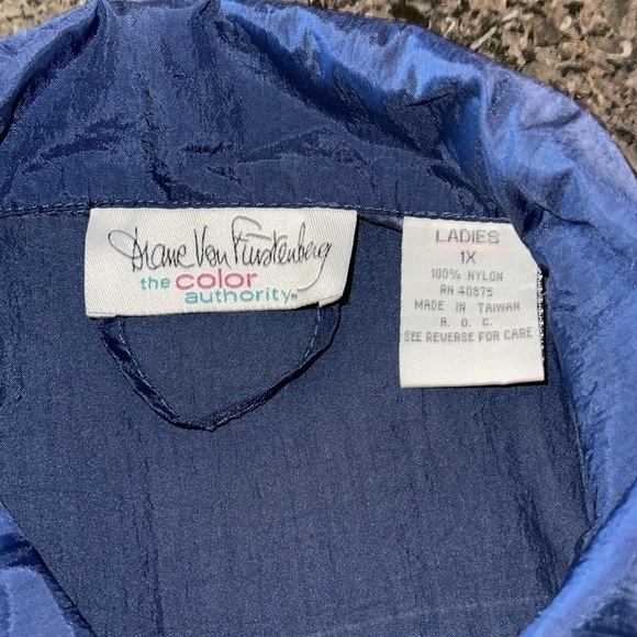 Diane Von Furstenberg Dark Blue Water Resistant Packable Windbreaker - Picture 3 of 8